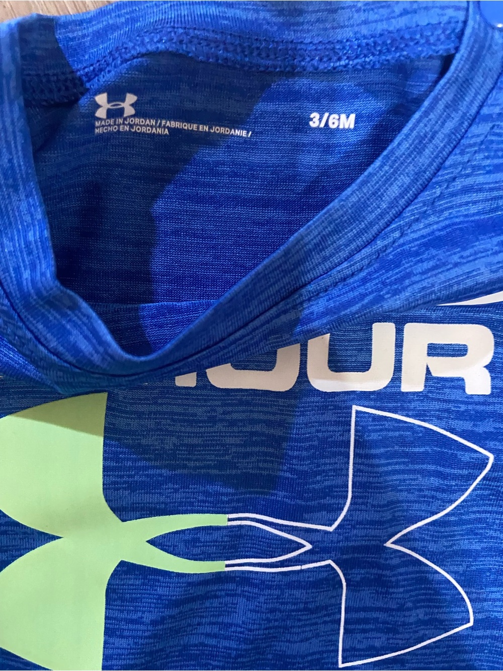 Under Armour Royal Blue Tee with Light Green Logo - Kids